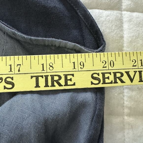 PEACOCK WAYS Dress Womens Large Blue Linen Shift Pleated Embroidered Lagenlook - Picture 9 of 11